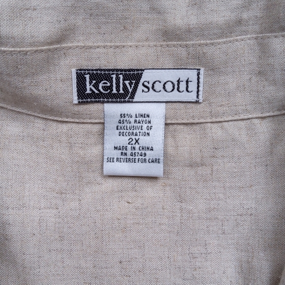 Kelly Scott Beige Khaki Button Down Jacket 2X - Picture 8 of 9